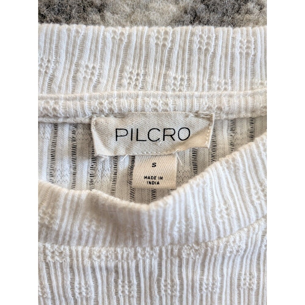 Anthropologie Pilcro White Textured Rib Long Sleeve Top Women’s S - Picture 2 of 6